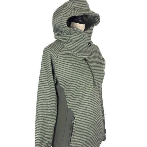 Avalanche Cascade Hooded Sweater Pullover Jacket Womens Sz Small Green Striped - Picture 4 of 8